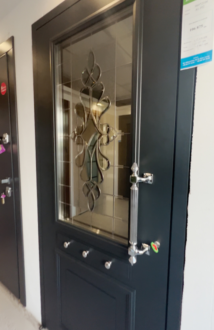 Drzwi fasadowe metalowo-plastikowe z wkładką